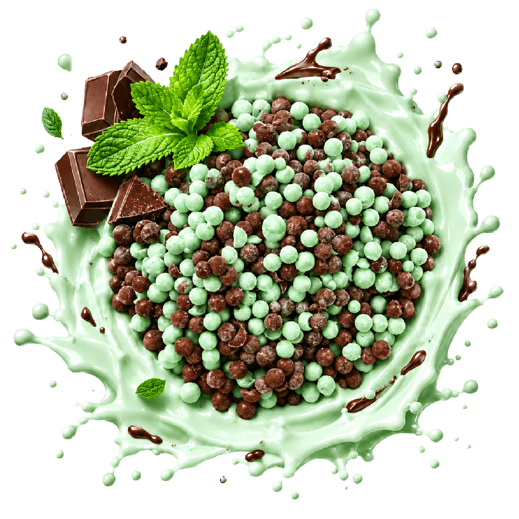 Lody kuleczkowe miętowe z czekoladą